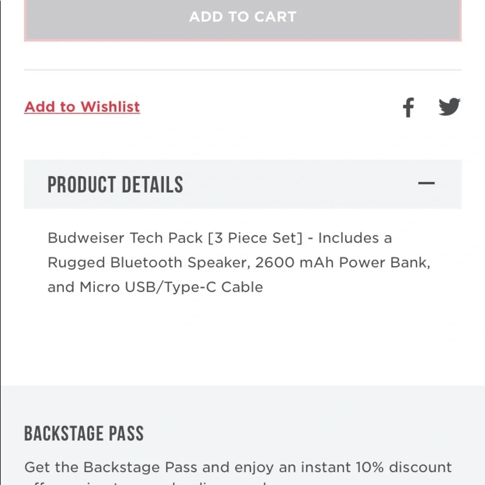 Budweiser 3 piece tech pack